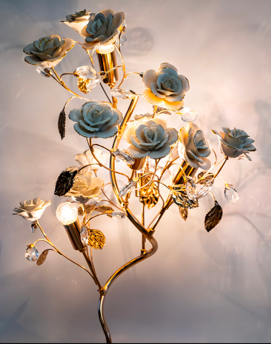 Crystal White Rose Lamp