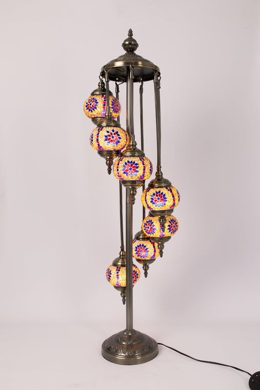 7 Globe Moroccan Table Lamp (Blue/Red Star)